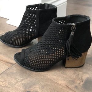 Black wedge booties